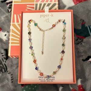 Piper K Freshwater Pearl and Millefiori Bead Necklace